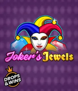 Experience the colorful ambiance of Joker's Jewels slot by Pragmatic Play, showcasing a charming joker's mask decorated with a vivid jester hat. This graphic captures the fun and excitement of traditional joker games, set against a lavender background. Ideal for those who love classic slot games, offering a entertaining adventure. 